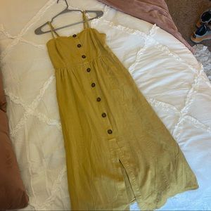 Mustard Yellow Button Detail Maxi Dress